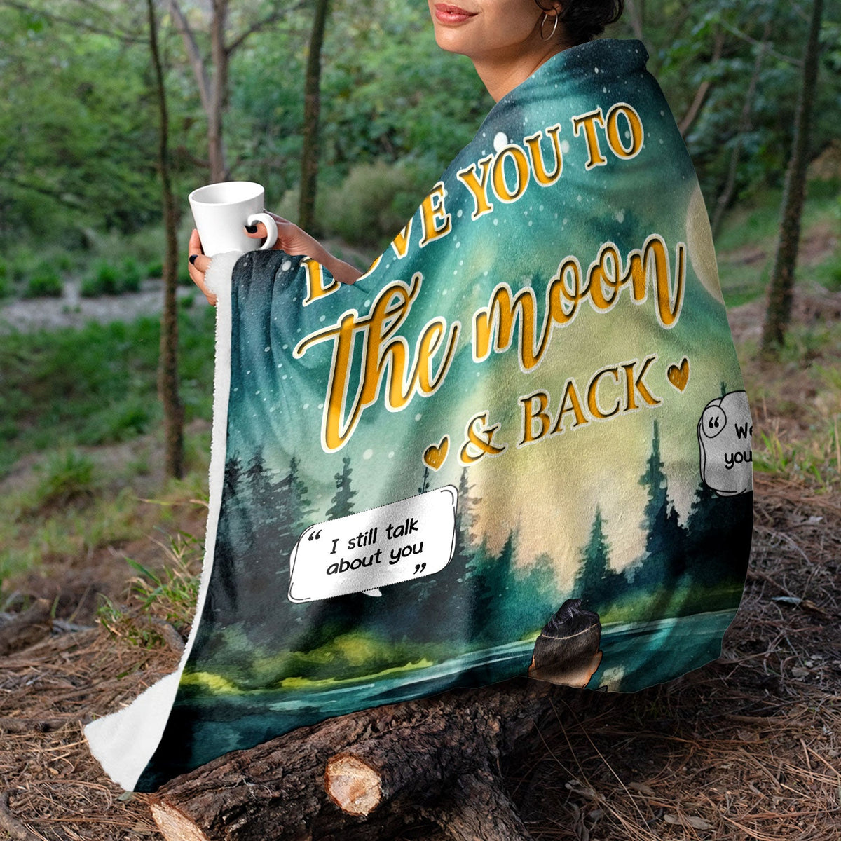 Love You To The Moon And Back - Memorial Gift For Pet Lovers, Dog Lovers, Cat Lovers - Personalized Fleece Blanket