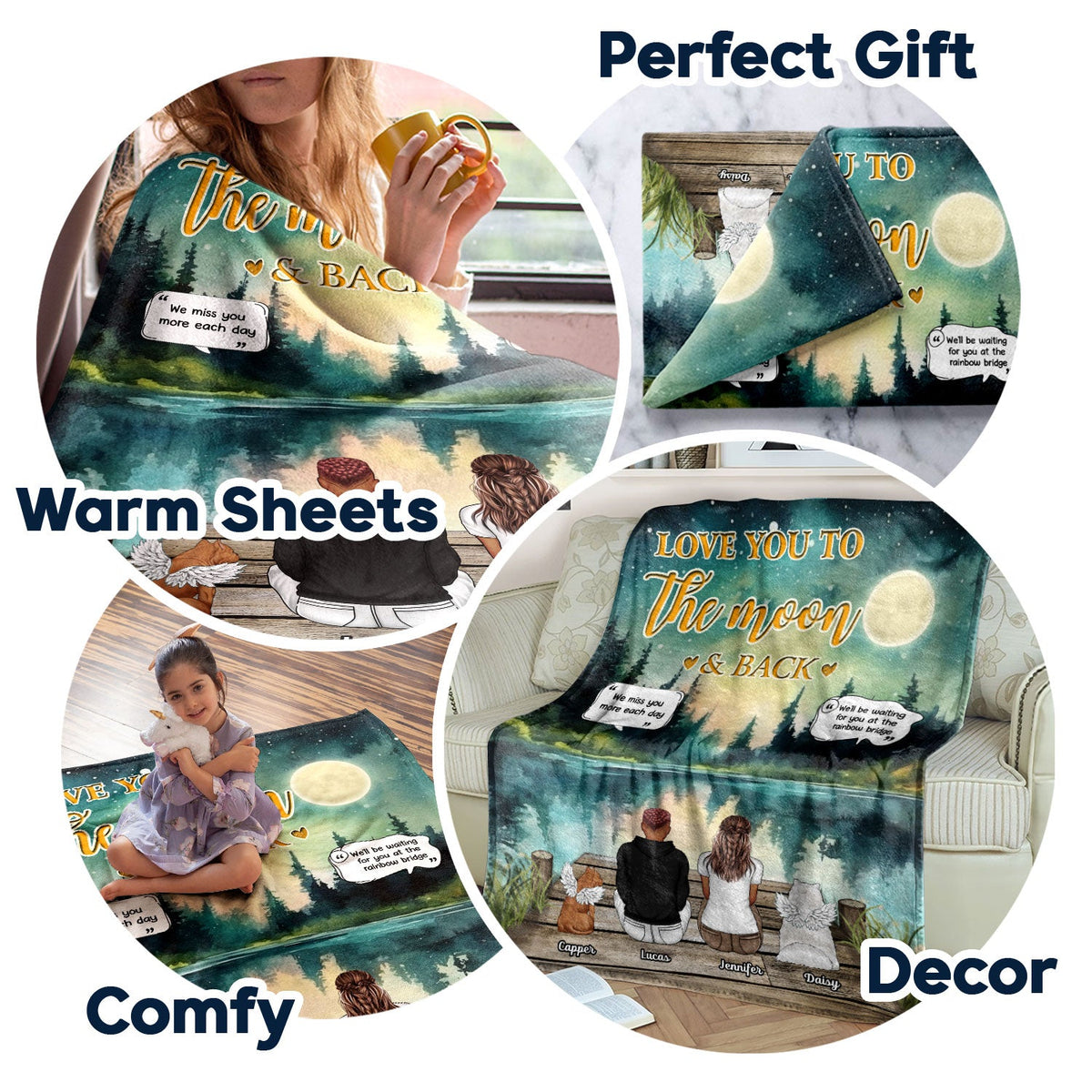 Love You To The Moon And Back - Memorial Gift For Pet Lovers, Dog Lovers, Cat Lovers - Personalized Fleece Blanket