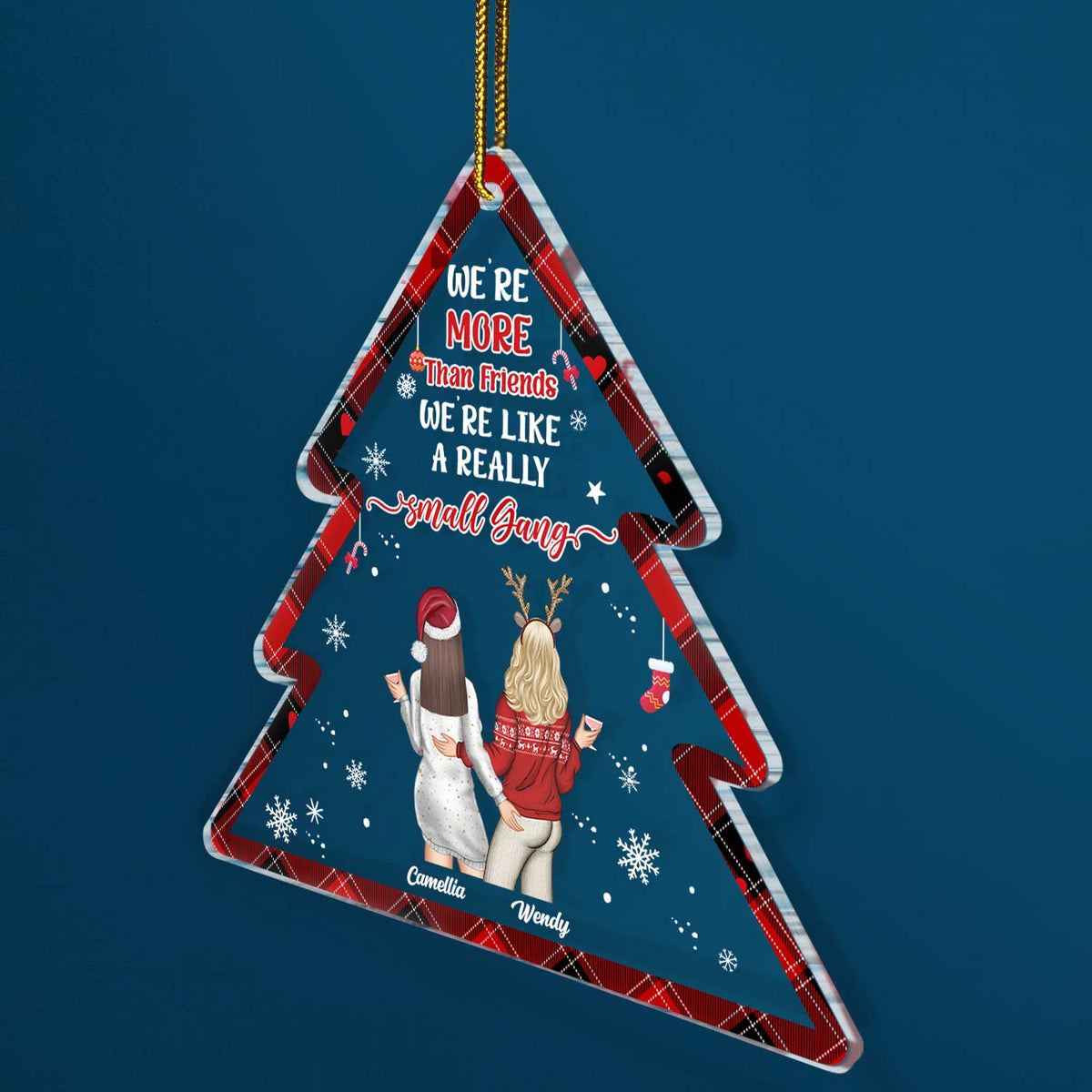 Nos rires sont illimités en forme de sapin de Noël - Cadeau pour les meilleures amies, les meilleures amies, les sœurs, les filles - Ornement en acrylique personnalisé en forme personnalisée