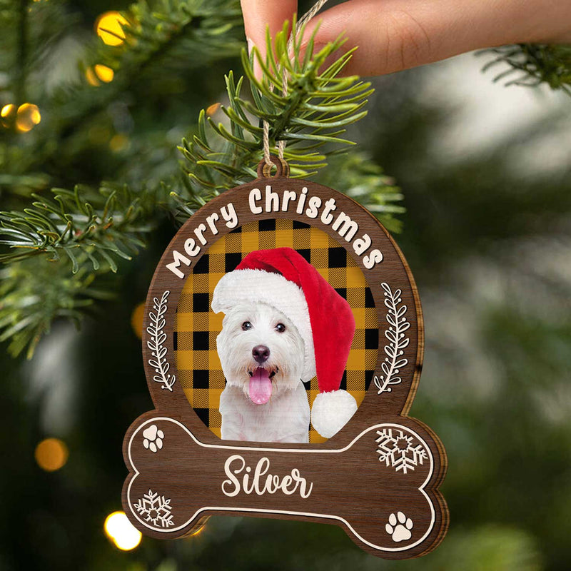 Custom Photo Merry Woofmas - Christmas Gift For Dog Lovers - Personalized Custom Shaped Wooden Ornament