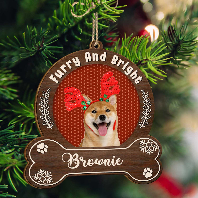 Custom Photo Merry Woofmas - Christmas Gift For Dog Lovers - Personalized Custom Shaped Wooden Ornament