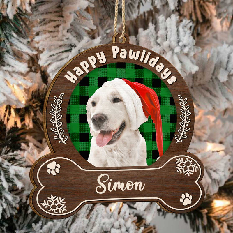 Custom Photo Merry Woofmas - Christmas Gift For Dog Lovers - Personalized Custom Shaped Wooden Ornament