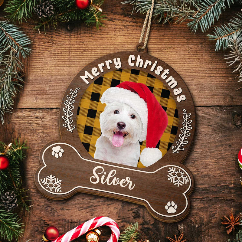 Custom Photo Merry Woofmas - Christmas Gift For Dog Lovers - Personalized Custom Shaped Wooden Ornament
