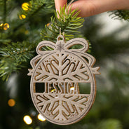 Custom Name Christmas Bauble - Gift For Family - Personalized Wooden Cutout Ornament