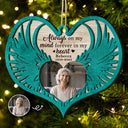 Ailes d'ange photo personnalisées - Souvenir de Noël, cadeau commémoratif familial - Décoration en bois personnalisée à 2 couches