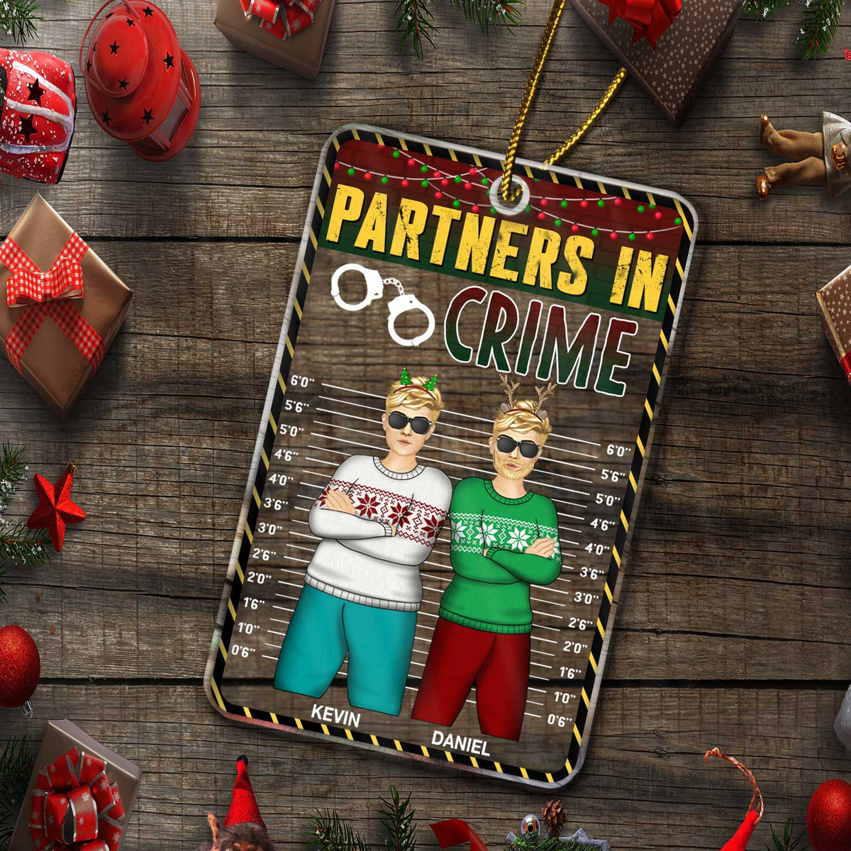 Partenaires de crime, meilleurs amis ! Cadeau de Noël pour les meilleurs amis, frères et sœurs ! Décoration personnalisée en acrylique.