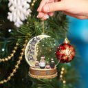 Snow Globe Love You To The Moon & Back - Christmas Gift For Grandma, Mother, Granddaughter, Grandson, Kids - Personalized Custom Shaped Acrylic Ornament