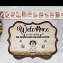 Humans Just Live Here With Us Funny Cartoon Dogs Cats - Gift For Pet Lovers - Personalized Custom Shaped Doormat