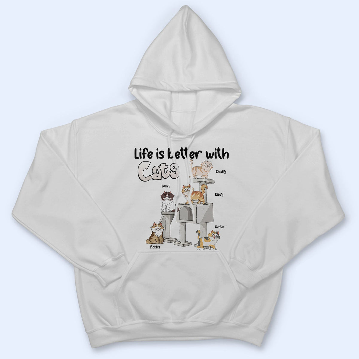 Life Is Better With Cats Funny Cartoon Style - Gift For Cat Lovers, Cat Mom, Cat Dad - Personalized T Shirt