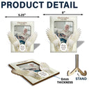 Custom Photo Cherished In Our Hearts Enfolded In Angel Wings - Memorial Gift, Sympathy Gift - Personalized 2-Layered Wooden Plaque With Stand