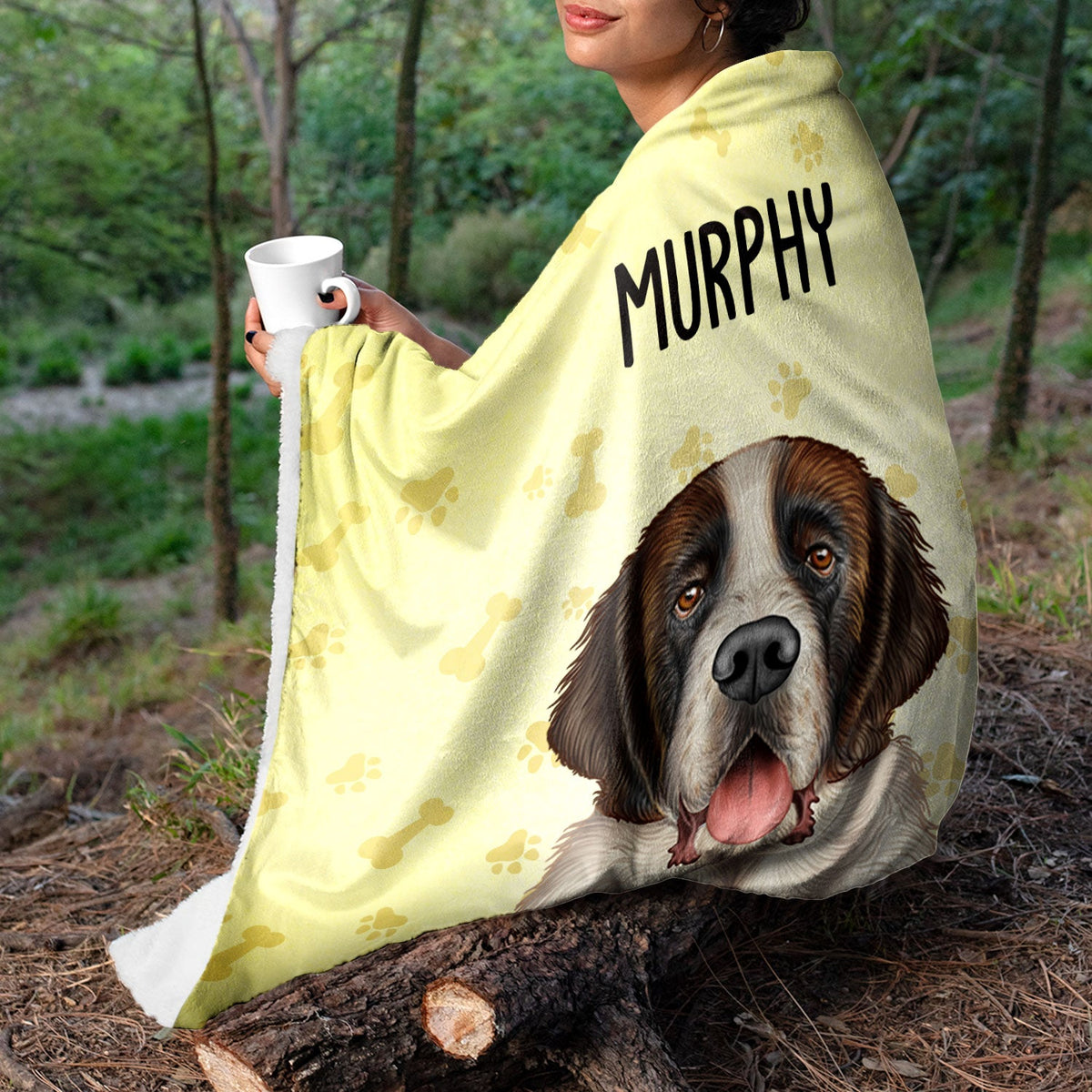 Photo personnalisée de votre chien, style semi-réel - Cadeau pour les amoureux des chiens, mamans et papas - Couverture polaire personnalisée