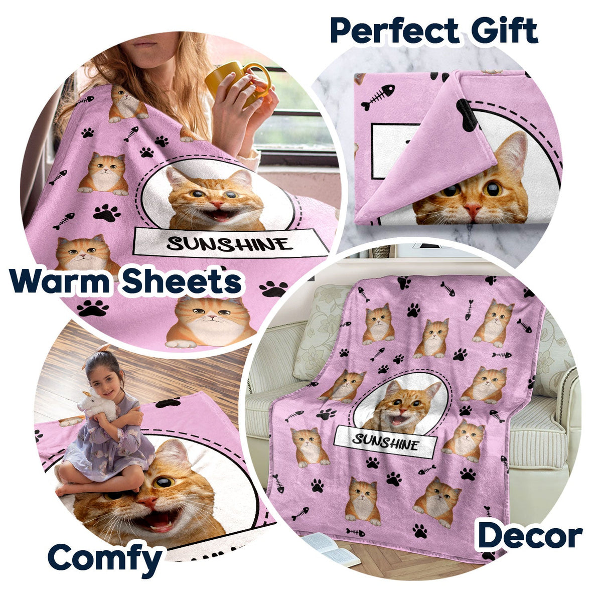 Custom Photo Your Dog Cat - Gift For Pet Lovers - Personalized Fleece Blanket