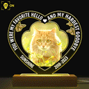 Custom Photo Dog Cat My Favorite Hello & Hardest Goodbye - Pet Memorial Gift, Sympathy Gift - Personalized 3D Led Light Wooden Base