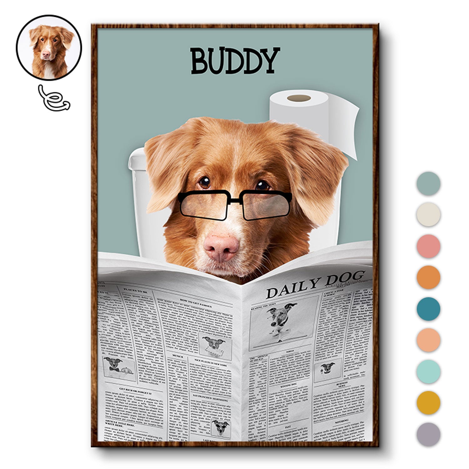 Custom Photo Dog Reading Newspaper - Funny Gift For Dog Lovers - Personalized Poster