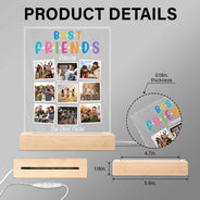 Custom Photo Best Friends Forever - Gift For BFF Besties - Personalized 3D Led Light Wooden Base