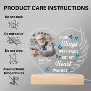 Custom Photo Your Wings Were Ready - Memorial Gift, Sympathy Gift - Personalized 3D Led Light Wooden Base
