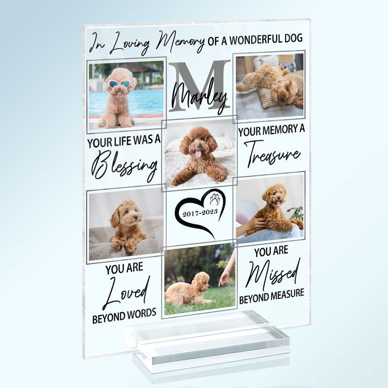 Custom Photo In Loving Memory Of A Wonderful Dog - Pet Memorial Gift, Sympathy Gift - Personalized Vertical Rectangle Acrylic Plaque