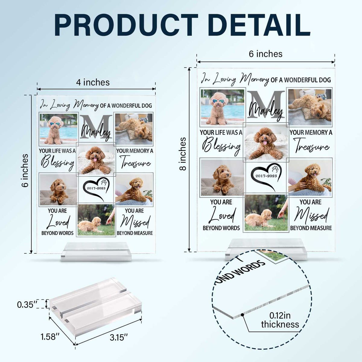 Custom Photo In Loving Memory Of A Wonderful Dog - Pet Memorial Gift, Sympathy Gift - Personalized Vertical Rectangle Acrylic Plaque