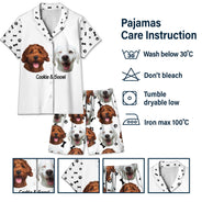 Photo personnalisée de visages d'animaux - Cadeau pour les amoureux des chiens et des chats - Ensemble de pyjama court personnalisé