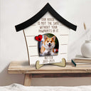 Photo personnalisée chien chat Notre maison n'est pas la même sans vos empreintes de pattes - Cadeau commémoratif pour animaux de compagnie - Plaque en bois personnalisée à 2 couches avec support