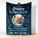Custom Photo To The Moon & Back - Gift For Grandkids, Grandparents, Mom, Dad, Daughter, Son - Personalized Fleece Blanket