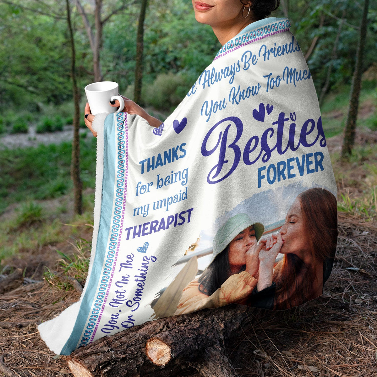 Custom Photo Besties Forever - Birthday Gift For BFF Best Friends, Sisters - Personalized Fleece Blanket