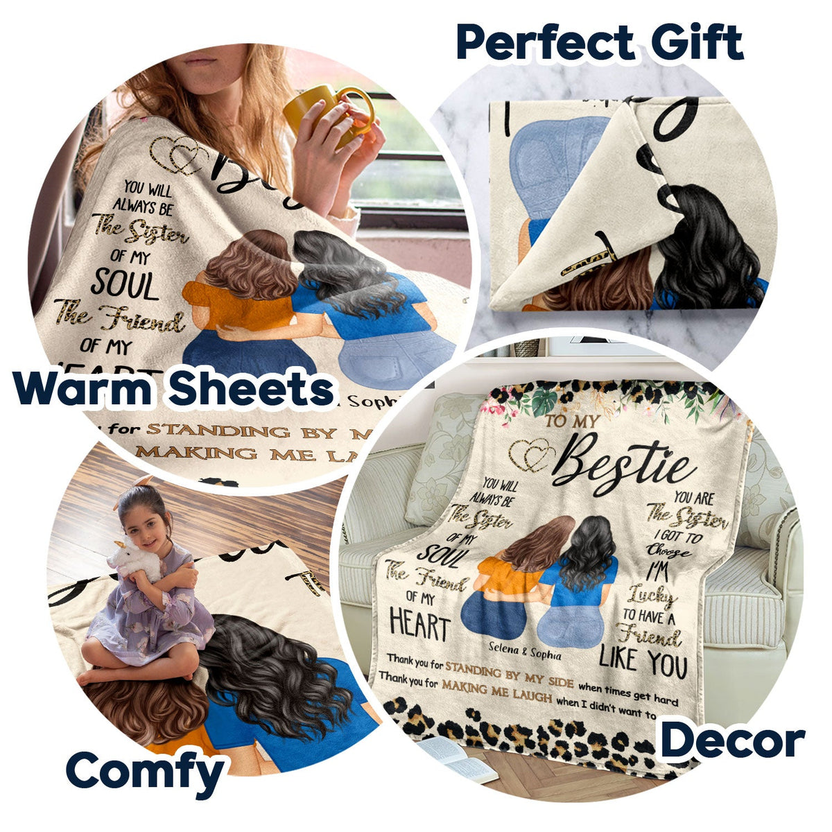 Thank You For Standing By My Side - Birthday Gift For Besties, BFF Best Friends, Sisters - Personalized Fleece Blanket