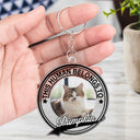 Custom Photo Dog Cat This Human Belongs To - Gift For Pet Lovers - Personalized Acrylic Keychain