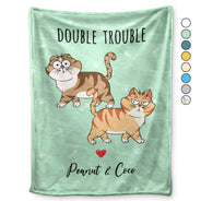 Chats de dessins animés amusants en promenade - Cadeau pour les amoureux des chats - Couverture polaire personnalisée