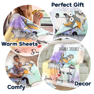 Chats de dessins animés amusants en promenade - Cadeau pour les amoureux des chats - Couverture polaire personnalisée