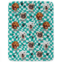 Custom Photo Dog Cat Retro Checkered Background - Gift For Pet Lovers - Personalized Fleece Blanket