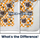 Custom Photo Dog Cat Retro Checkered Background - Gift For Pet Lovers - Personalized Fleece Blanket