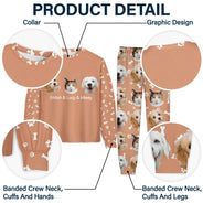 Pyjama unisexe personnalisé avec photo de visages d'animaux - Cadeau pour amoureux des chiens et des chats