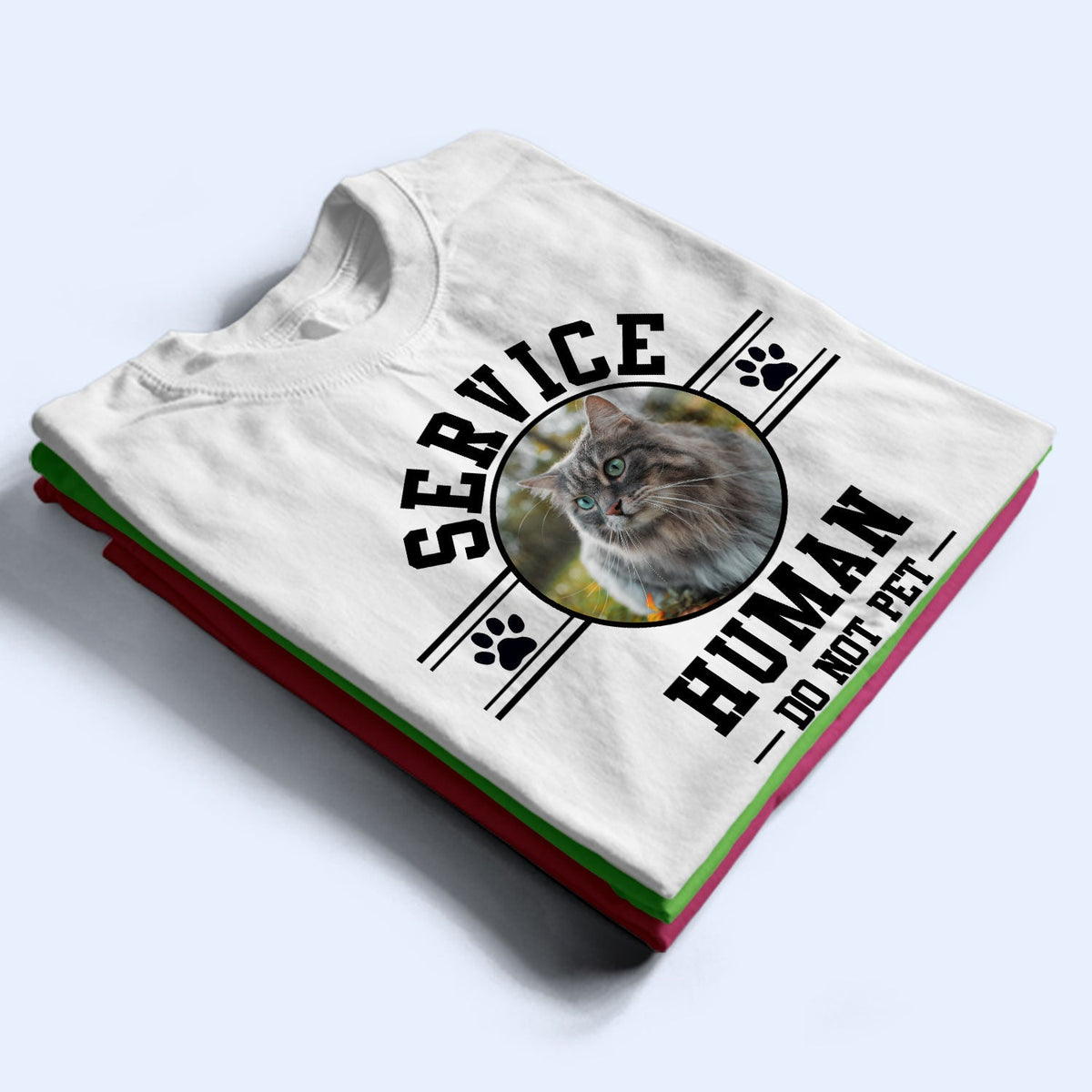 Photo personnalisée Chien Chat Service Humain Ne pas caresser - Cadeau pour les amoureux des animaux - T-shirt personnalisé