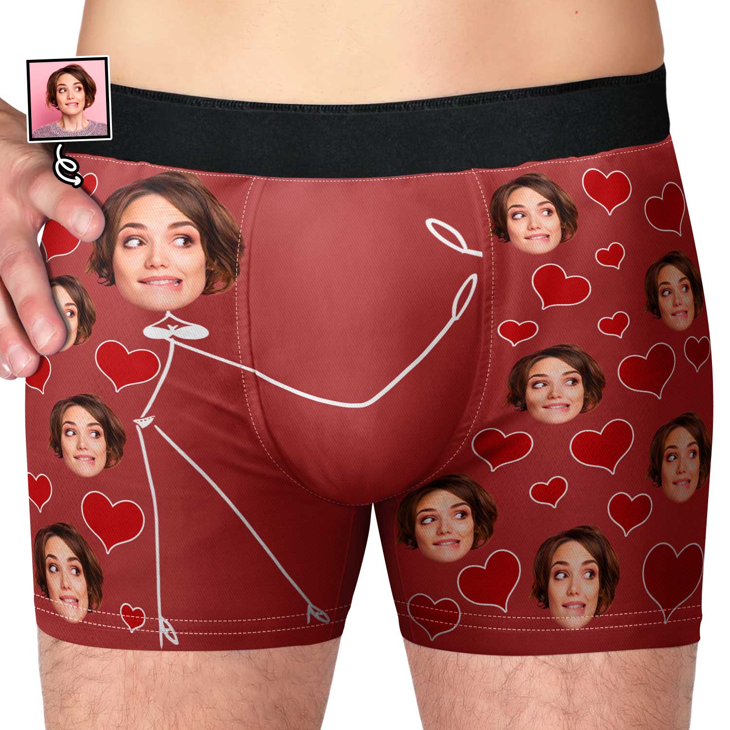 Custom Photo Wife Face Girlfriend Face - Funny Gift For Husband, Boyfriend - Personalized Men's Boxer Briefs