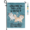 Welcome To The Cats' House Funny Cartoon Style - Home Decor Gift For Cat Lovers - Personalized Flag