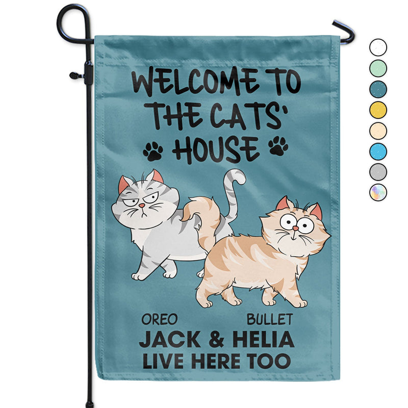 Welcome To The Cats' House Funny Cartoon Style - Home Decor Gift For Cat Lovers - Personalized Flag