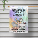 Welcome To The Cats' House Funny Cartoon Style - Home Decor Gift For Cat Lovers - Personalized Flag
