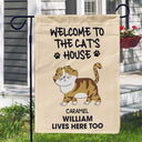 Welcome To The Cats' House Funny Cartoon Style - Home Decor Gift For Cat Lovers - Personalized Flag