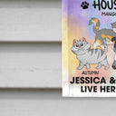 Welcome To The Cats' House Funny Cartoon Style - Home Decor Gift For Cat Lovers - Personalized Flag