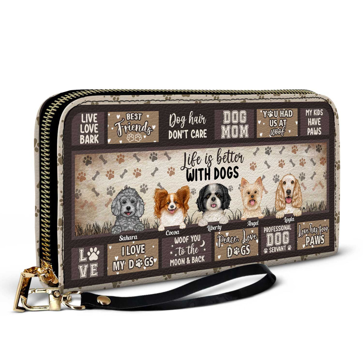 Life Is Better With Dogs - Gift For Dog Lovers, Dog Mom - Personalized Leather Long Wallet