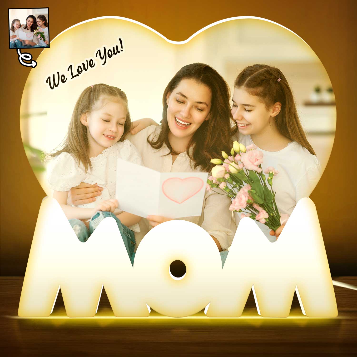 Custom Photo Mom Daughter Son - Birthday, Loving Gift For Mother - Personalized Custom Shaped Photo Light Box