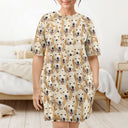 Custom Photo Pet Faces - Gift For Dog Mom, Cat Mom - Personalized Women's Sleep Tee