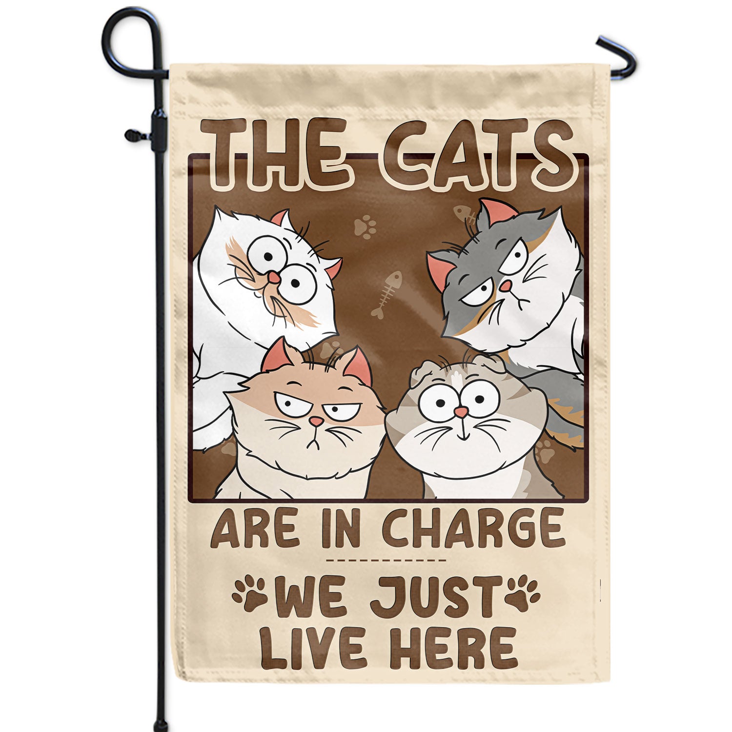 The Cats Are In Charge We Just Live Here - Outdoor Home Decor Gift For Cat Lovers - Personalized Flag