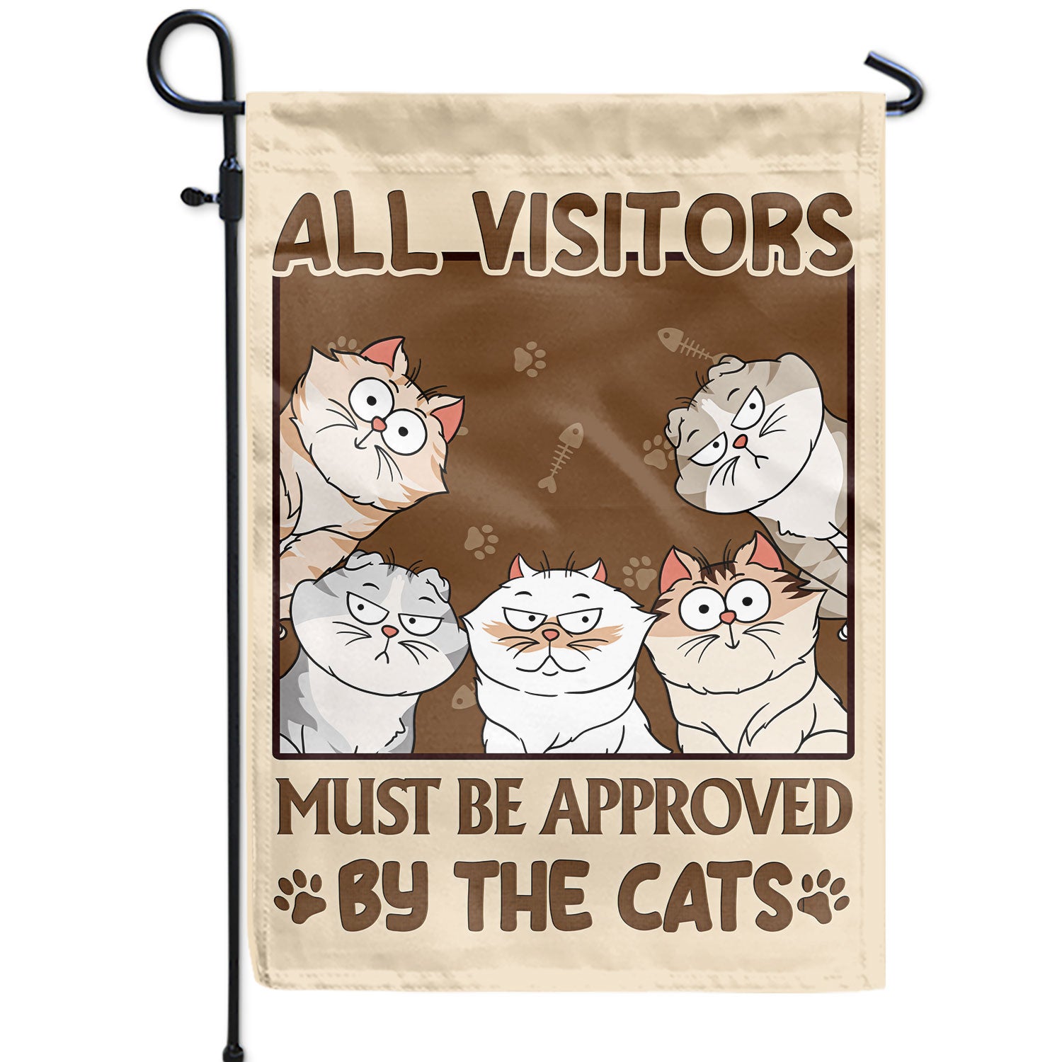 All Visitors Must Be Approved By Cats - Gift For Cat Lovers - Personalized Flag