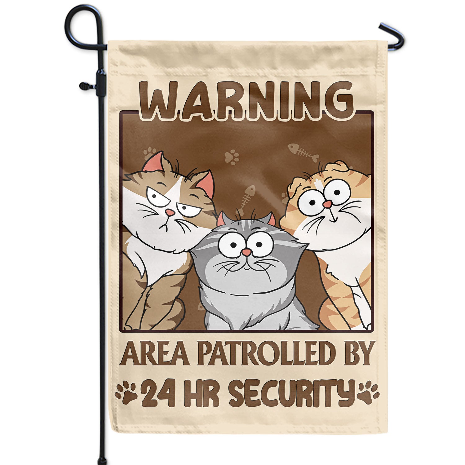 Warning Area Patrolled By - Outdoor Home Decor Gift For Cat Lovers - Personalized Flag