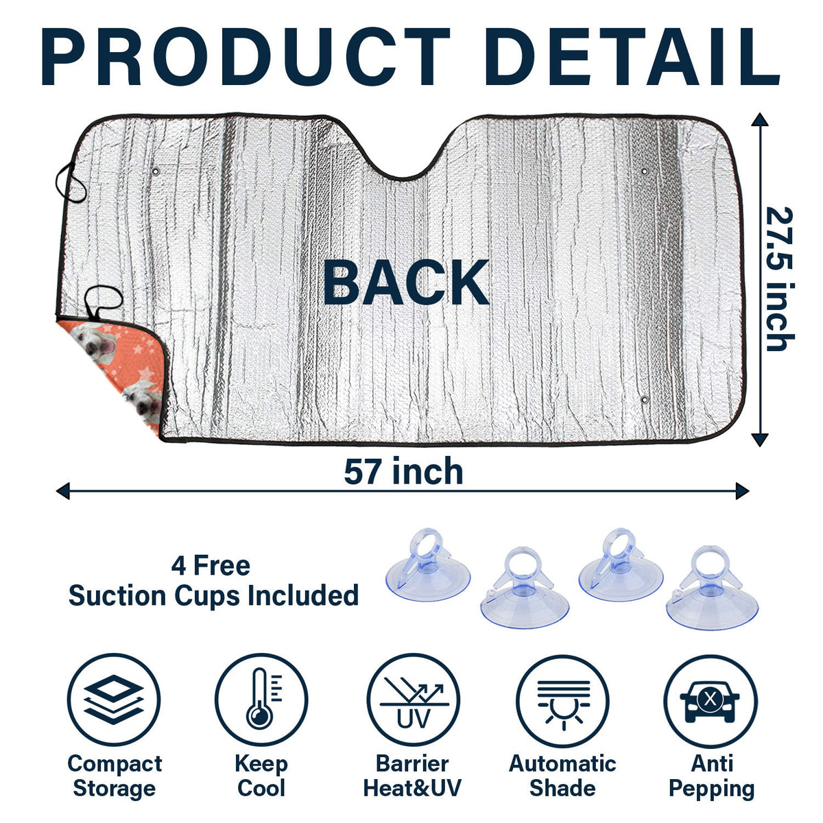 Custom Photo Pet Faces Human Faces - Gift For Dog Lovers, Cat Lovers, Family - Personalized Auto Sunshade