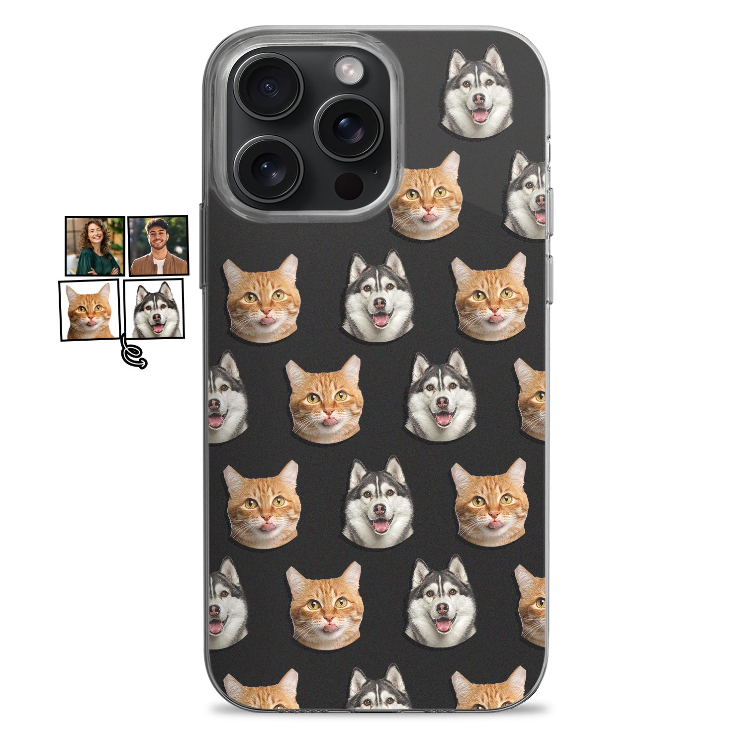 Custom Photo Pet Human Faces - Gift For Dog Lovers, Cat Lovers, Men, Women - Personalized Clear Phone Case