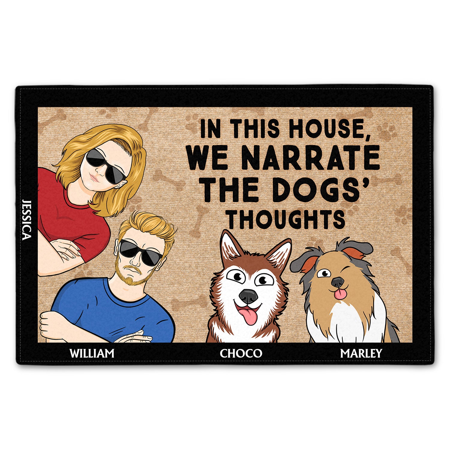 In This House We Narrate The Dogs' Thoughts - Gift For Dog Lovers, Couples - Personalized Doormat