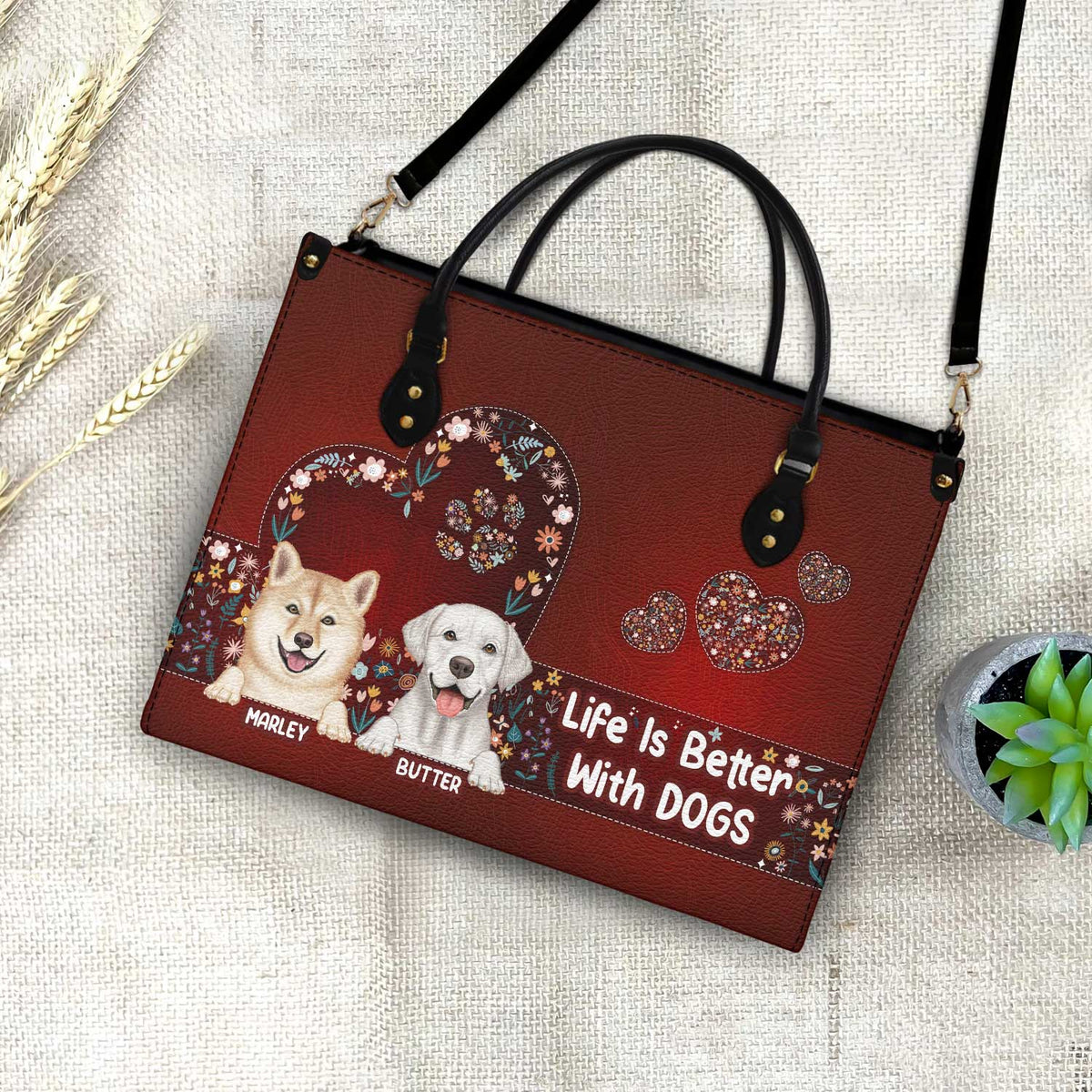 Life Is Better With Dogs - Birthday, Loving Gift For Dog Mom, Dog Lovers - Personalized Leather Bag